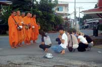 Feeding the Buddhist Monks early morning